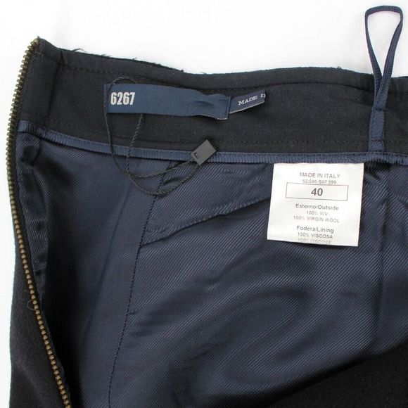 6267 Black Pencil Skirt High Waist Knee Length 100% Virgin Wool Wiggle Midi 40/4 - Picture 7 of 11